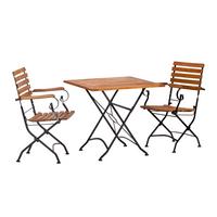 Gartengarnitur 3-Tlg. Lindau Echtolz / Metall - Anthrazit/Akaziefarben, Basics, Holz/Metall (80/65/80cm) - Gardenson