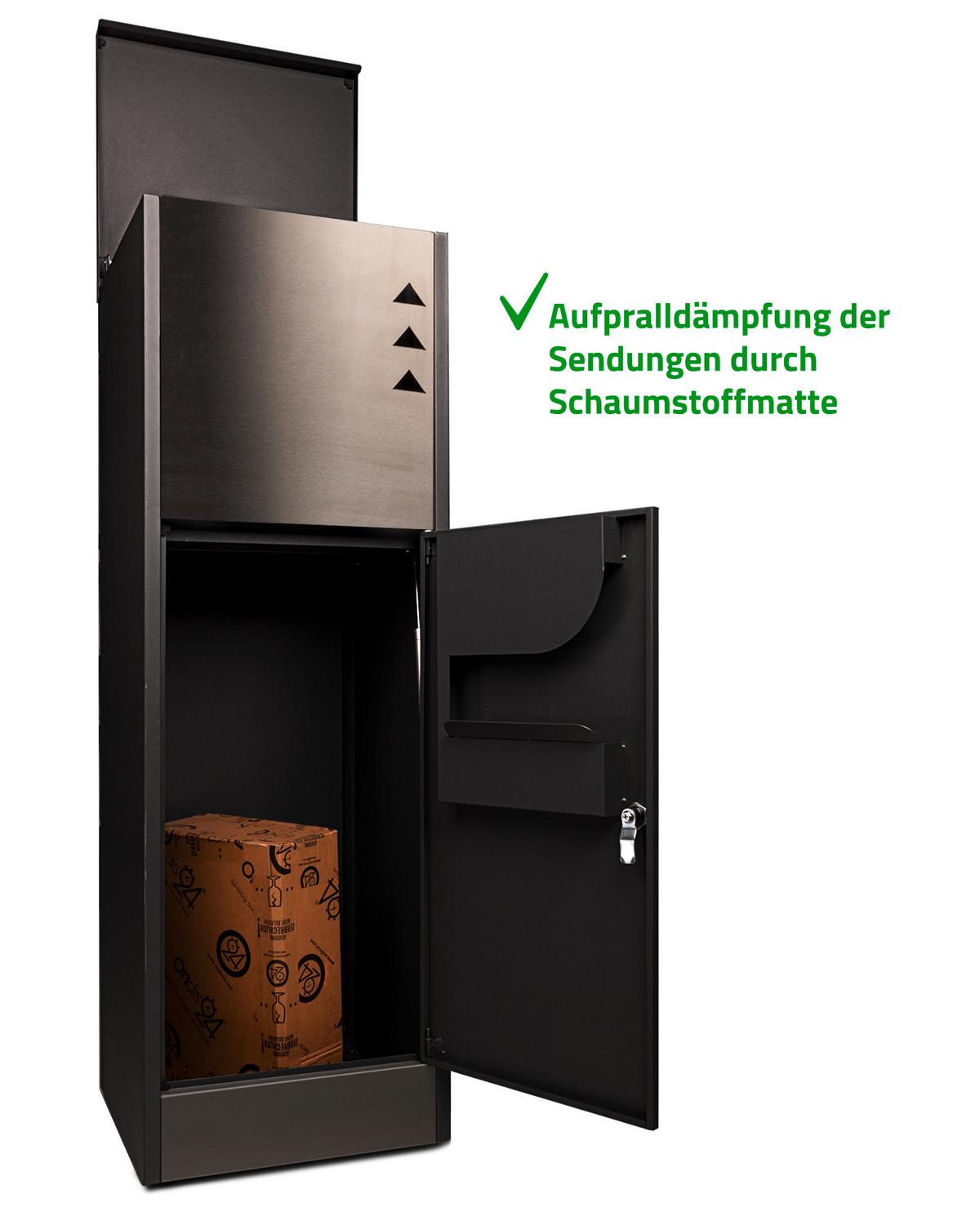 Paketbox Mit 2 Schlüssel H: 118,5 Cm - Schwarz, Basics, Metall (39,5/118,5/38,5cm)