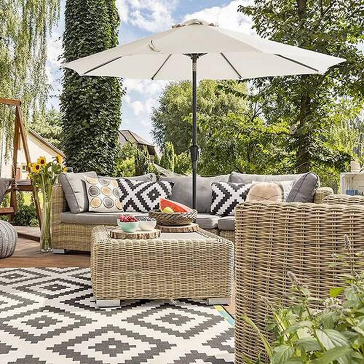 Sonnenschirm Beige Schwarz Bxl: 270x270 Cm - Beige/Schwarz, Basics, Textil/Metall (270/270cm) - Modante