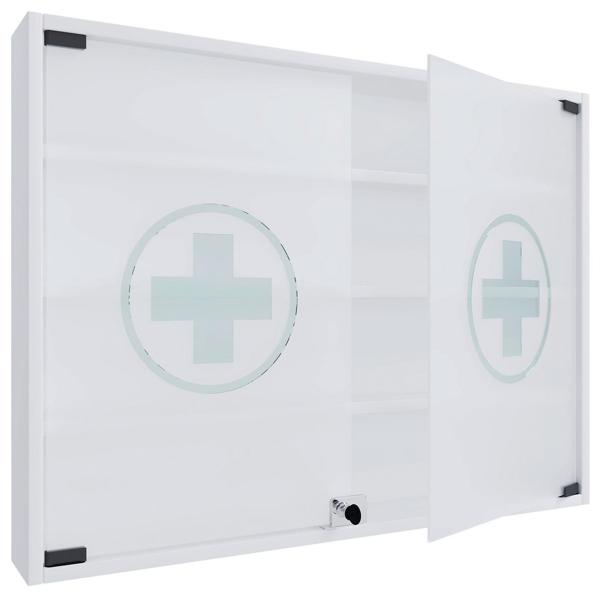 Medizinschrank Hustila Weiß B: 80 Cm - Weiß, MODERN, Glas/Holzwerkstoff (80/60/10cm) - MID.YOU