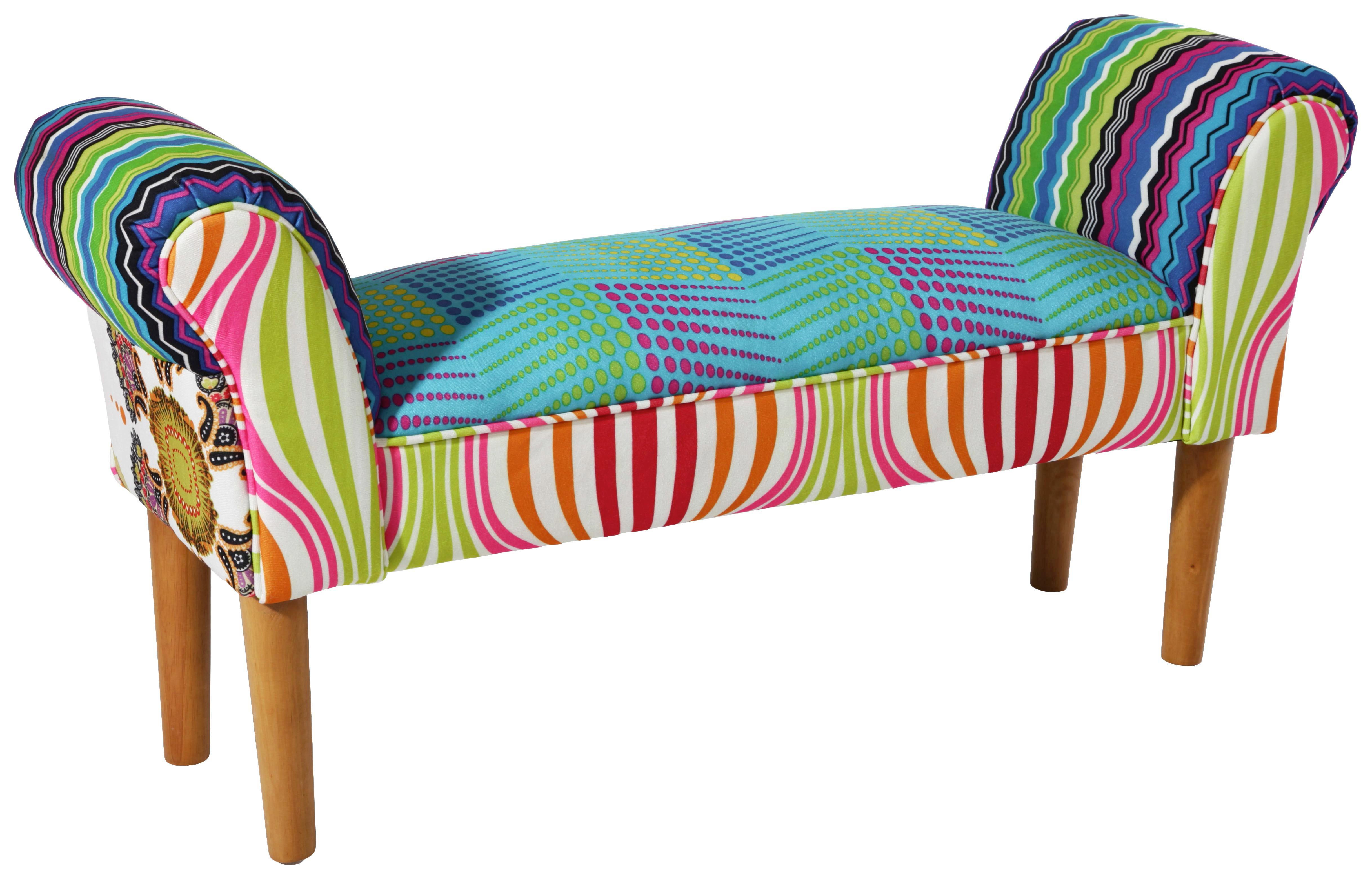 Sitzbank Patchwork 102 cm - Multicolor/Naturfarben, MODERN, Textil (102/51/31cm)