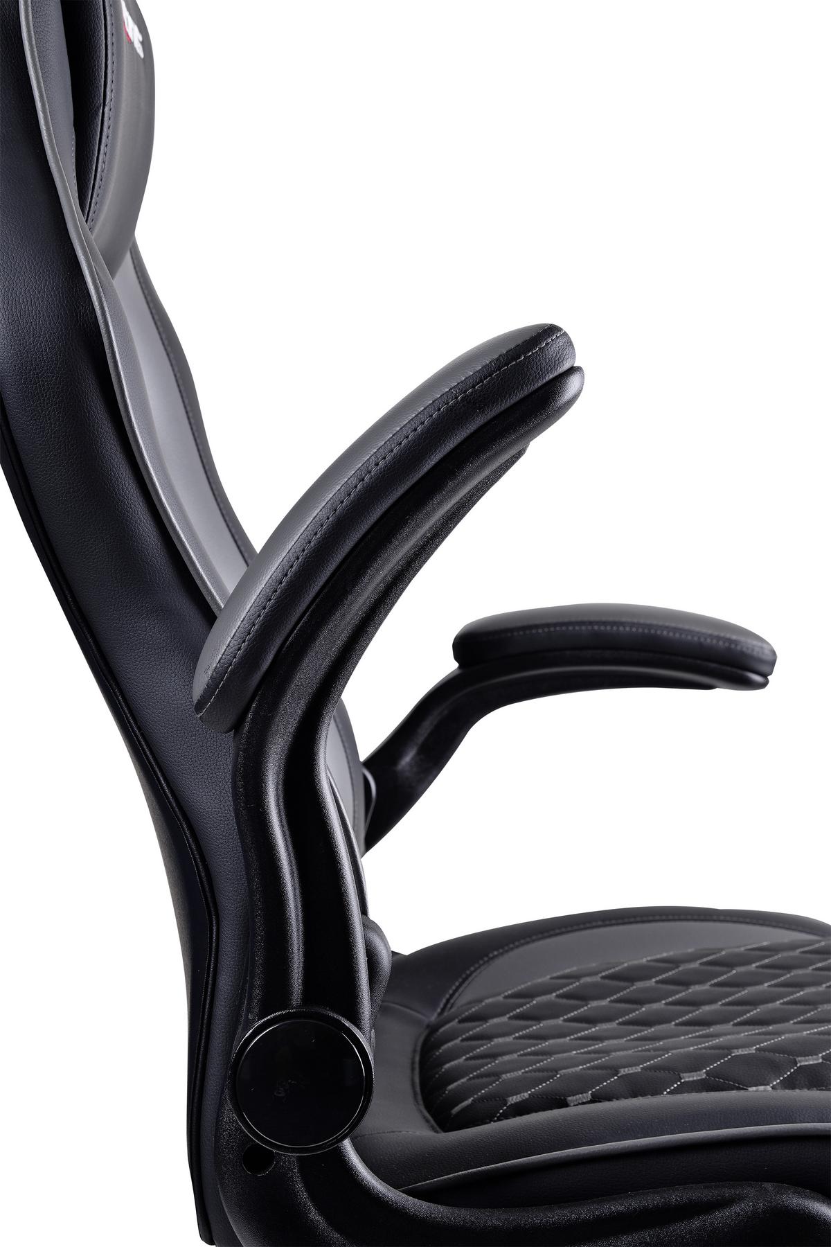 Gaming Stuhl Racing Kappa Mit Wippmechanik Schwarz/grau - Schwarz/Grau, Basics, Holz/Kunststoff (68,5/112-123/65,5cm)