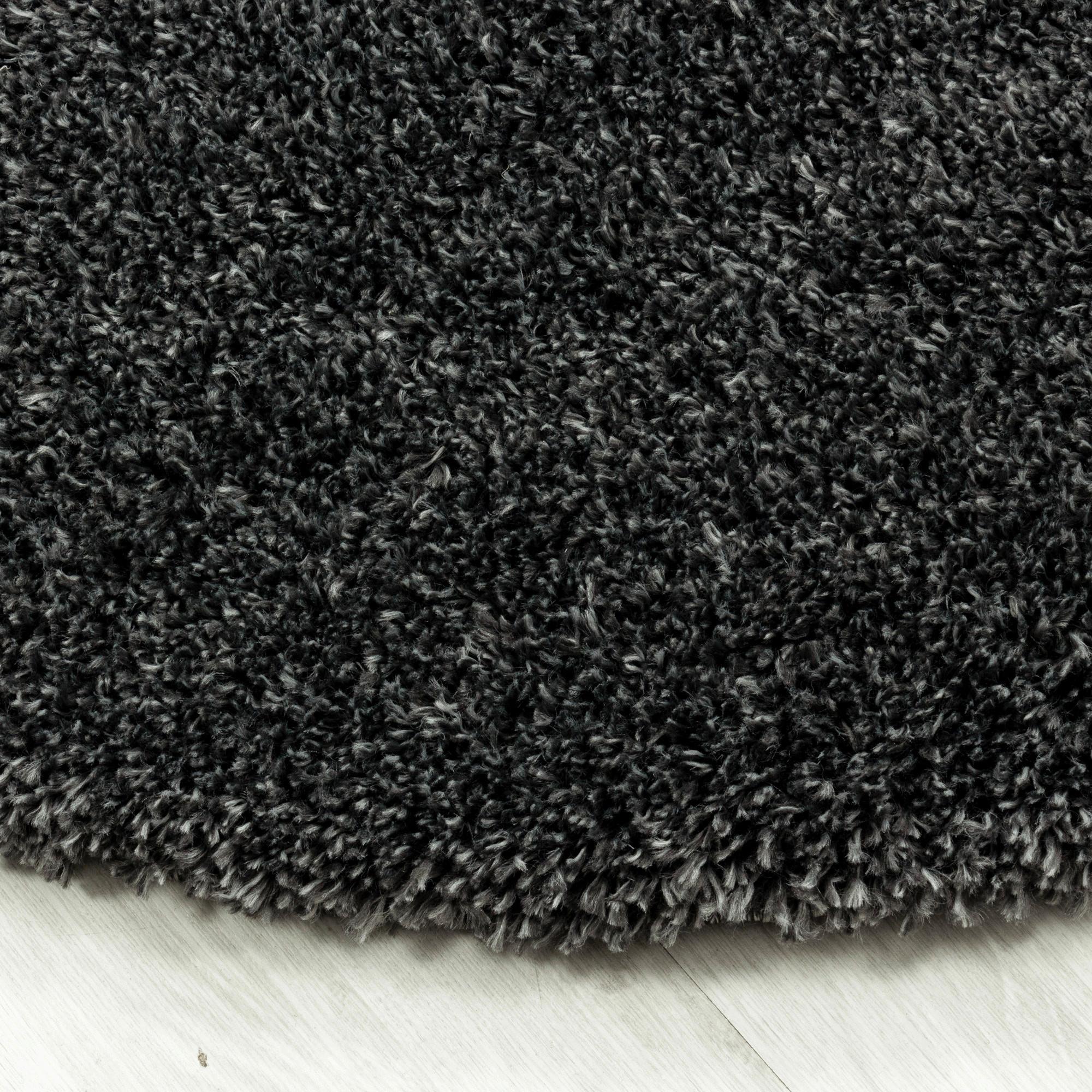 Hochflor Teppich Grau Fluffy Rund Ø 120 cm - Grau, Basics, Textil (120cm)