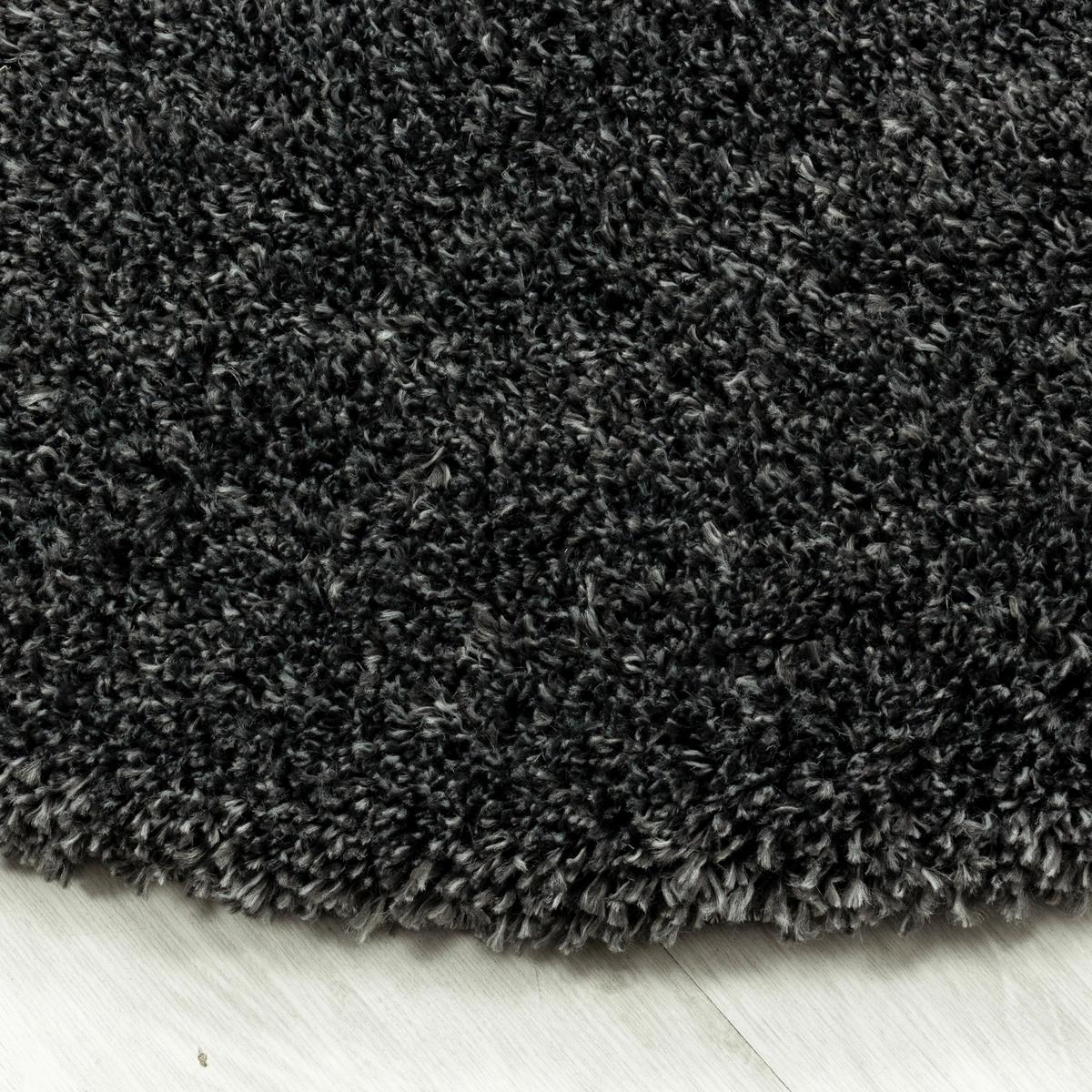 Hochflor Teppich Grau Fluffy Rund Ø 200 cm - Grau, Basics, Textil (200cm)