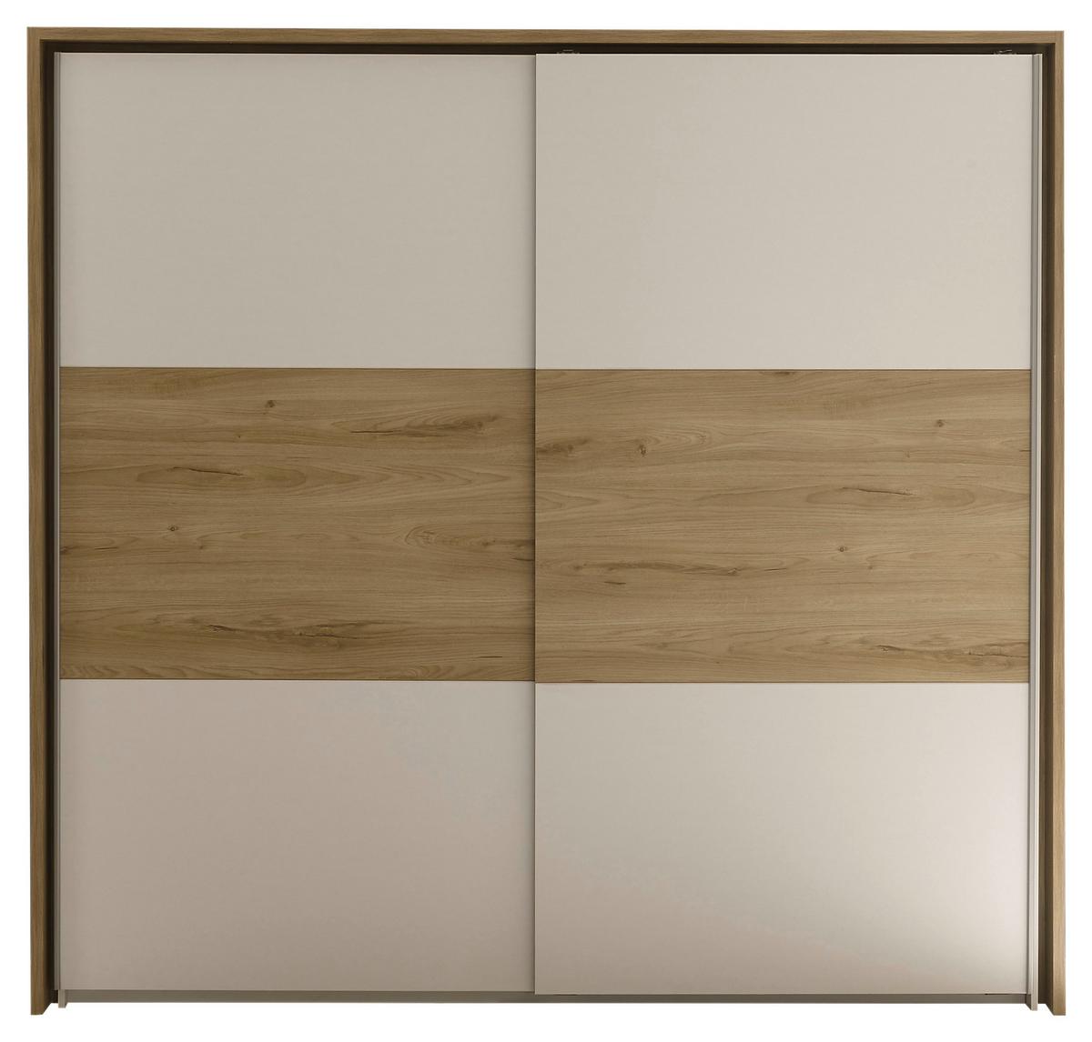 Ložnice Kiara - skříň, postel PL: 180x200cm, 2x noční stolek - bílá/barvy dubu, Moderní, kompozitní dřevo - Livetastic