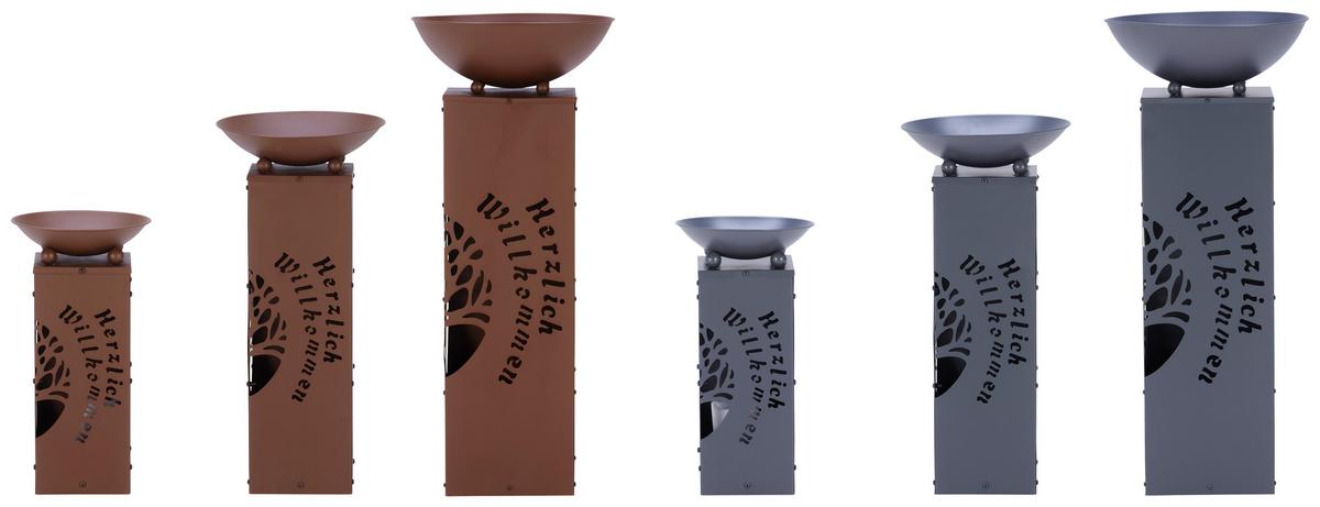 Led Dekosäule mit Schale Welcome H: 87 cm - Grau, Basics, Metall (38/38/87cm)