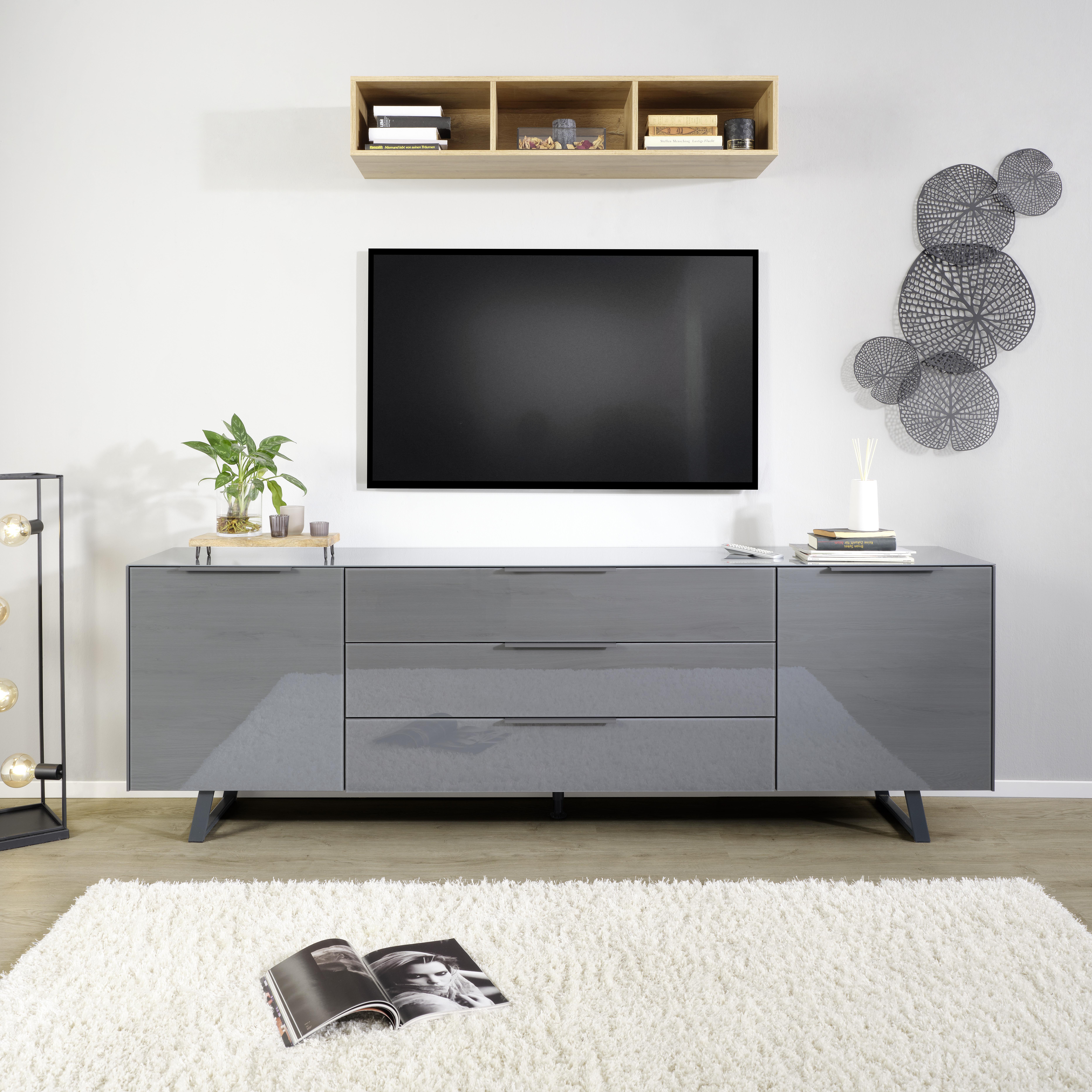 Tv Díl Max Box - barvy stříbra/antracitová, Moderní, kov/kompozitní dřevo (235/63/45cm) - Premium Living