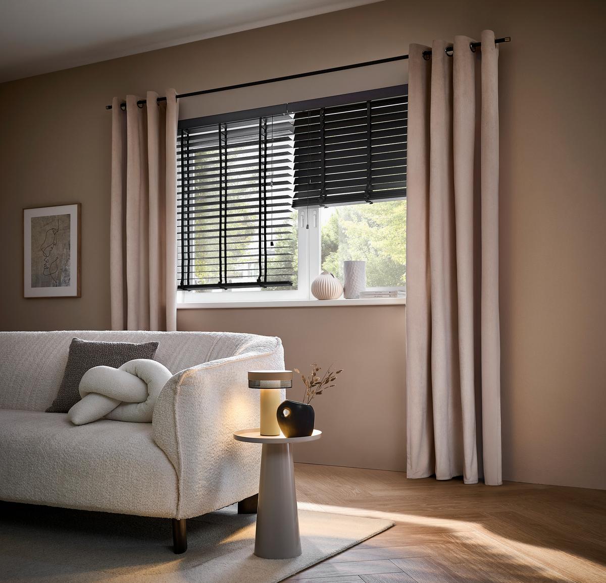 Jalousie Venetian 120x240 Cm Mit Schnurzug - Schwarz, Natur, Holz (120/240cm)