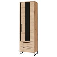Vitrin Arkadia - fekete/Artisan tölgy, Modern, faalapú anyag/üveg (60/200/40cm)