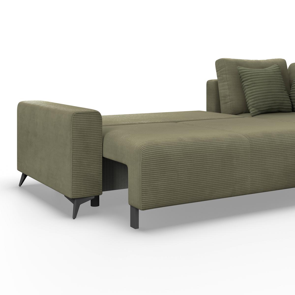 Ecksofa Viktor - Schwarz/Grün, MODERN, Textil (270/212cm)