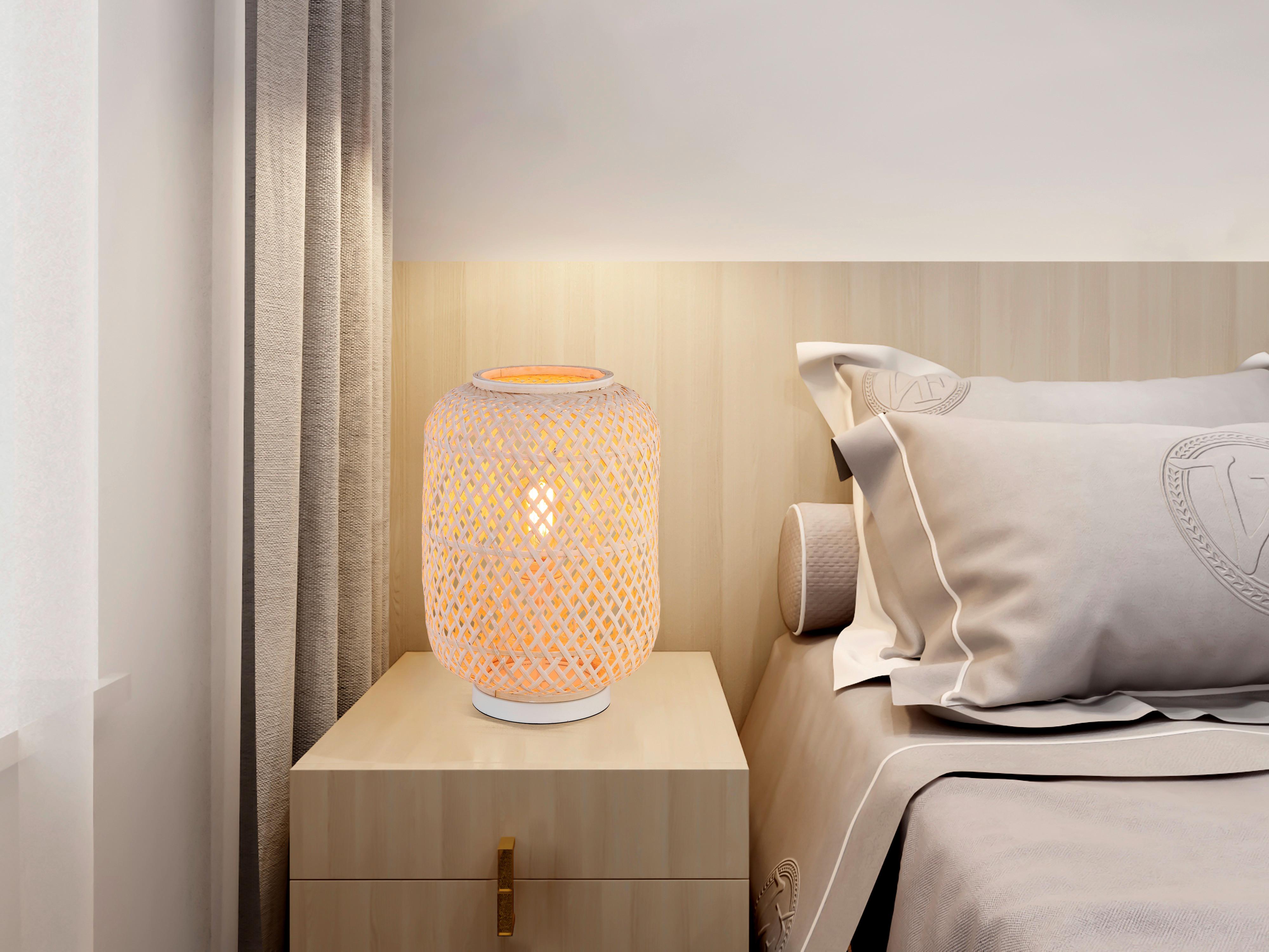 Stolná lampa ratan - biela, Modern, drevo (28/43cm) - Bessagi Home