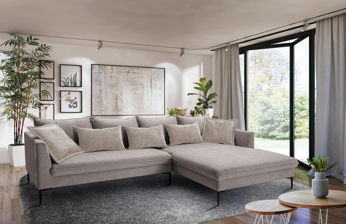 Ecksofa Piazza Taupe S: 321x187 Cm - Taupe/Beige, Design, Textil (321/187cm) - Livetastic