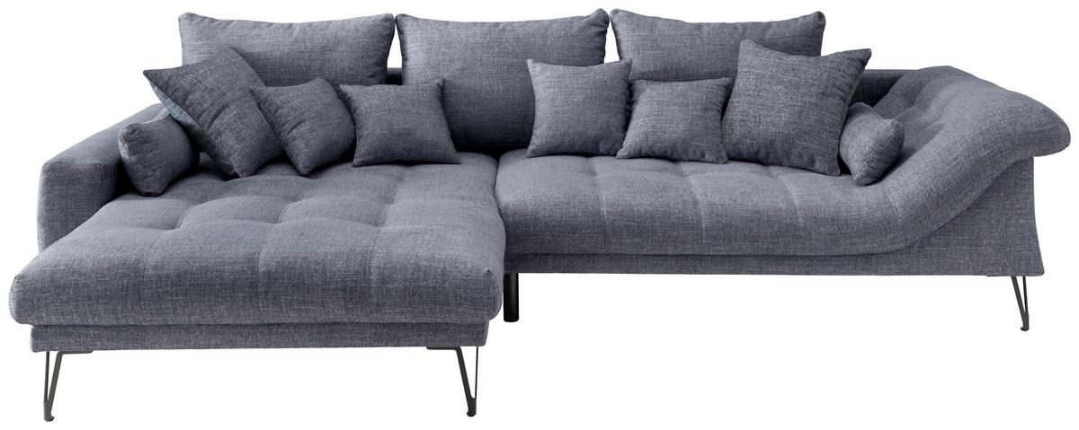 Ecksofa Garda, Blau S: 192x310 cm - Blau/Schwarz, KONVENTIONELL, Textil (192/310cm) - Livetastic