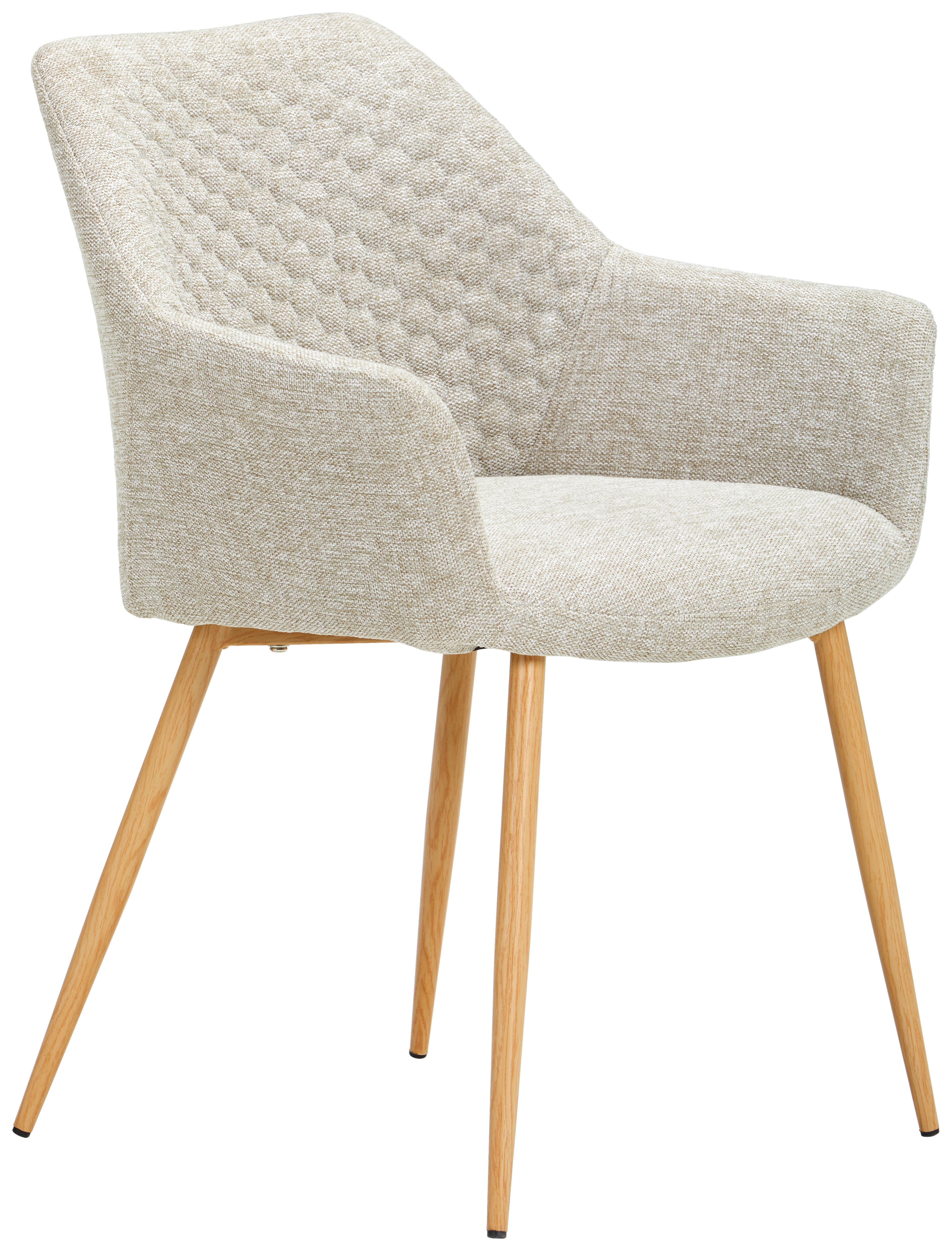 Armlehnstuhl Lara Eichenfarben/Beige Gepolstert - Eichefarben/Beige, KONVENTIONELL, Holz/Textil (56,5/80/58cm) - Livetastic