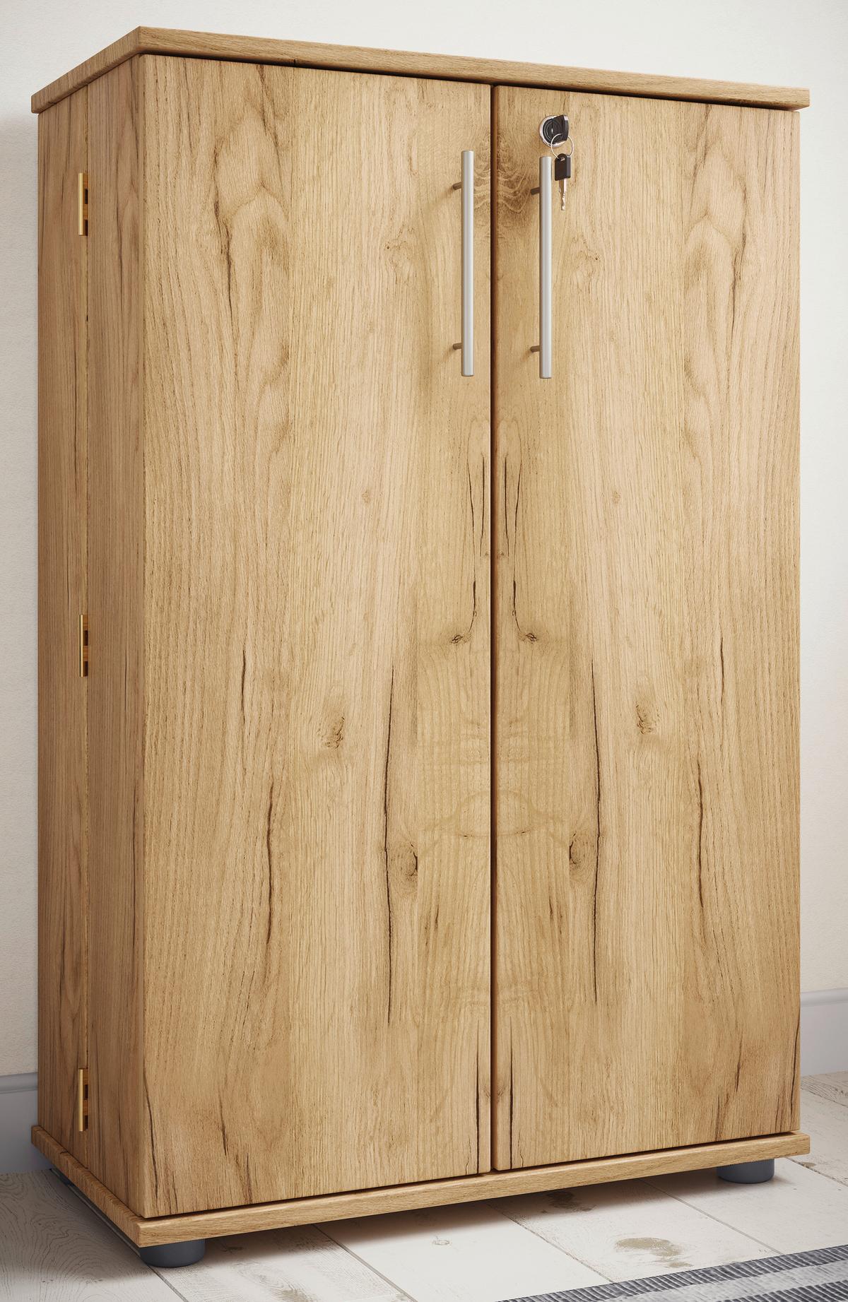 CD-Regal Engalo Eiche Dekor B: 60 cm - Honigeiche/Schwarz, Design, Holzwerkstoff (60/93/31cm) - MID.YOU