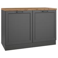 Spülenunterschrank Meran B: 120 cm Grau/Eiche Dekor - Eiche Wotan/Grau, LIFESTYLE, Holzwerkstoff (120/86/60cm) - Held