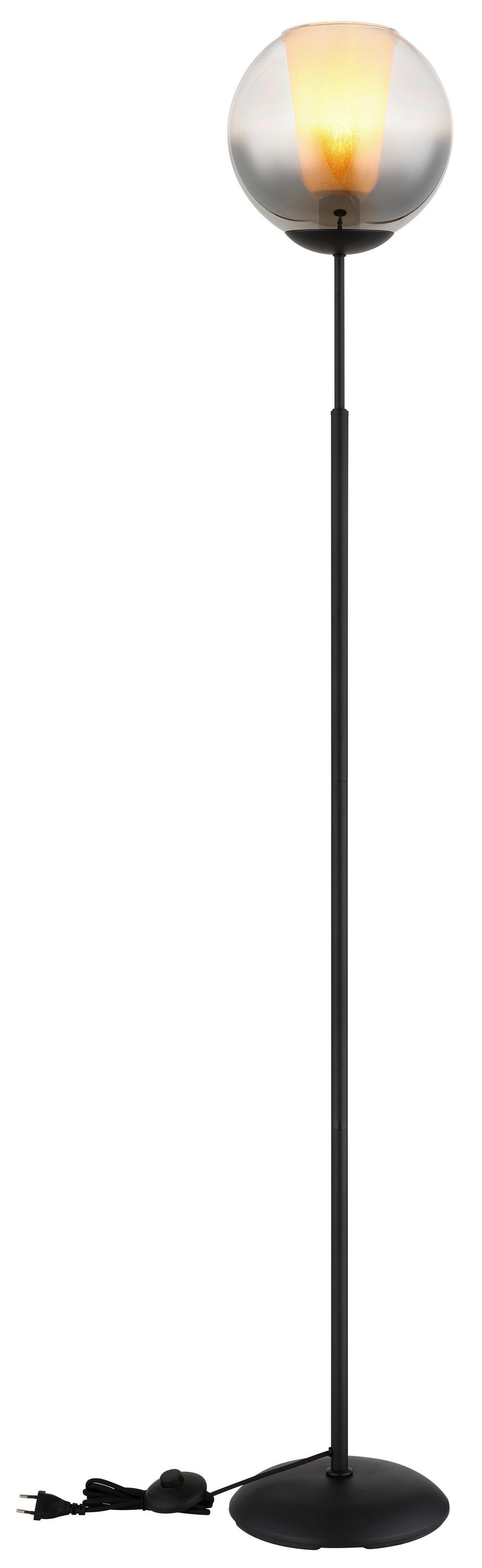 Stehleuchte Barry Grau Klar D: 25 cm - Klar/Schwarz, Basics, Glas/Textil (25/154,5cm) - Globo