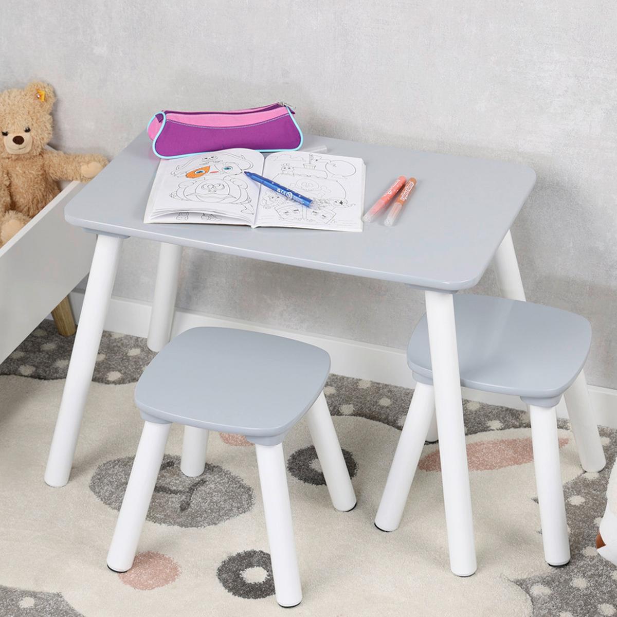 KINDERSITZGRUPPE Grau/Weiß B: 38cm - Hellgrau/Weiß, Basics, Holz/Holzwerkstoff (38/43.5/58cm) - Kesper