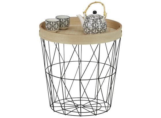 Odkladací Stolík Nisa - prírodné farby/čierna, Moderný, kov/kompozitné drevo (40/42/40cm) - Modern Living Odkladací Stolík Nisa - prírodné farby/čierna, Moderný, kov/kompozitné drevo (40/42/40cm) - Modern Living