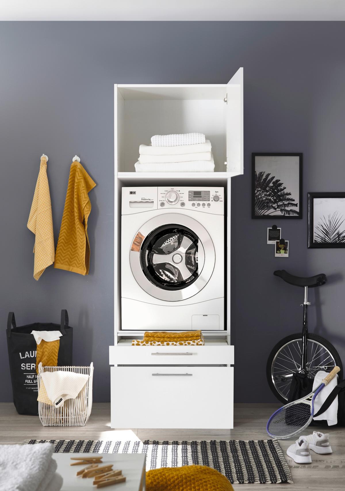 Waschmaschinenschrank Clara - Weiß, KONVENTIONELL, Holzwerkstoff (67,4/200/67,6cm) - Respekta