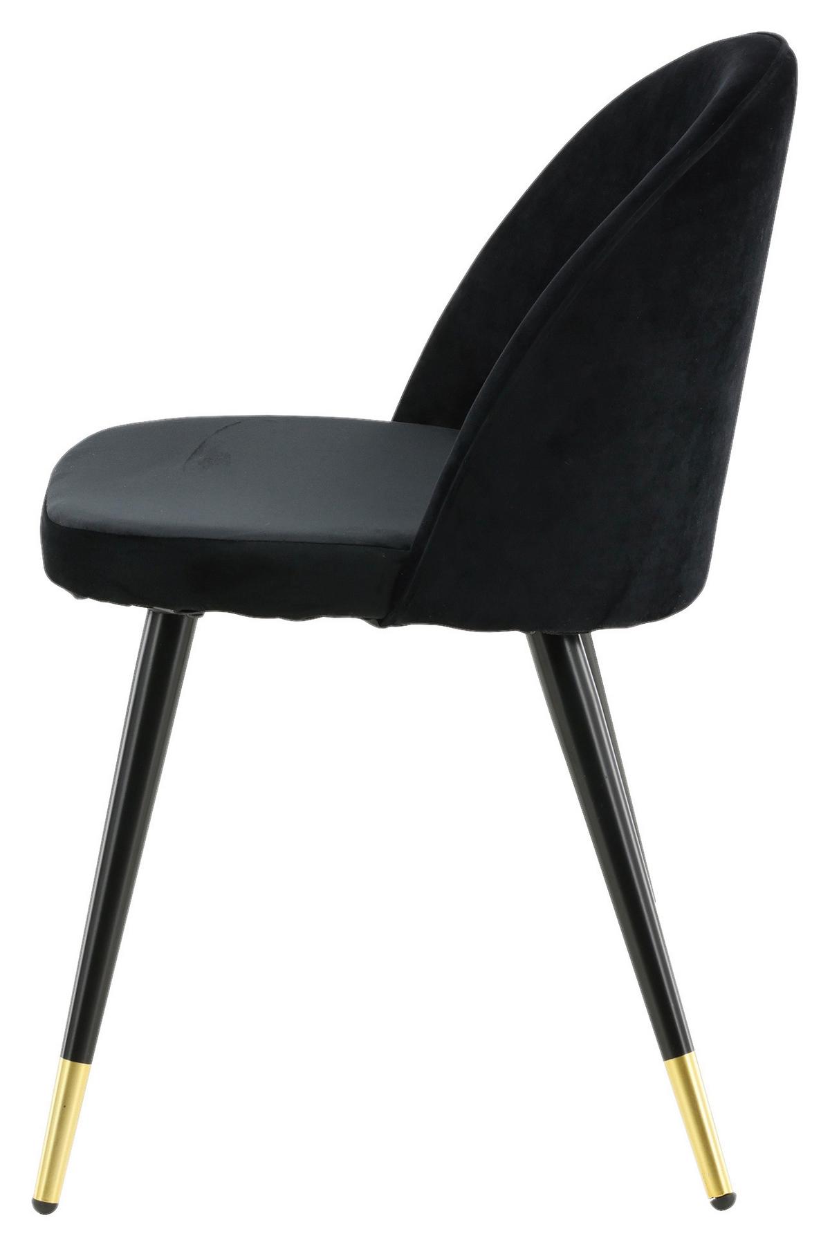 Stuhl-set Velvet - Messingfarben/Schwarz, Design, Textil/Metall (57/76.5/50cm) - Livetastic