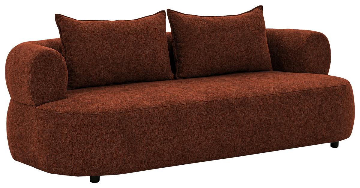 3-Sitzer-Sofa Ferro Rostfarben B: 200 cm - Rostfarben/Schwarz, Design, Textil (200/76/96cm) - Livetastic