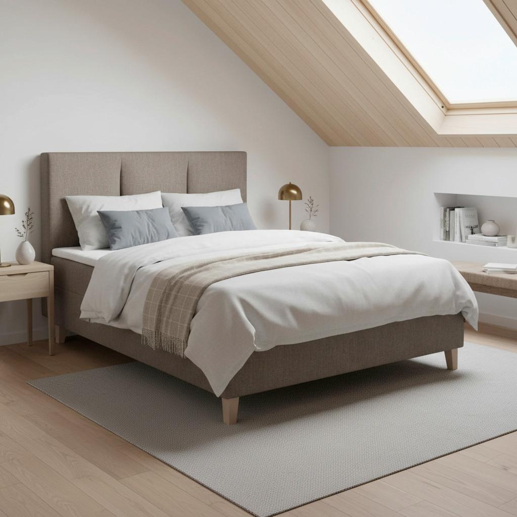 Boxspringová posteľ MONZA 160x200, hnedá - hnedá/farba duba, Modern, drevo/textil (160/200cm) - Bessagi Home