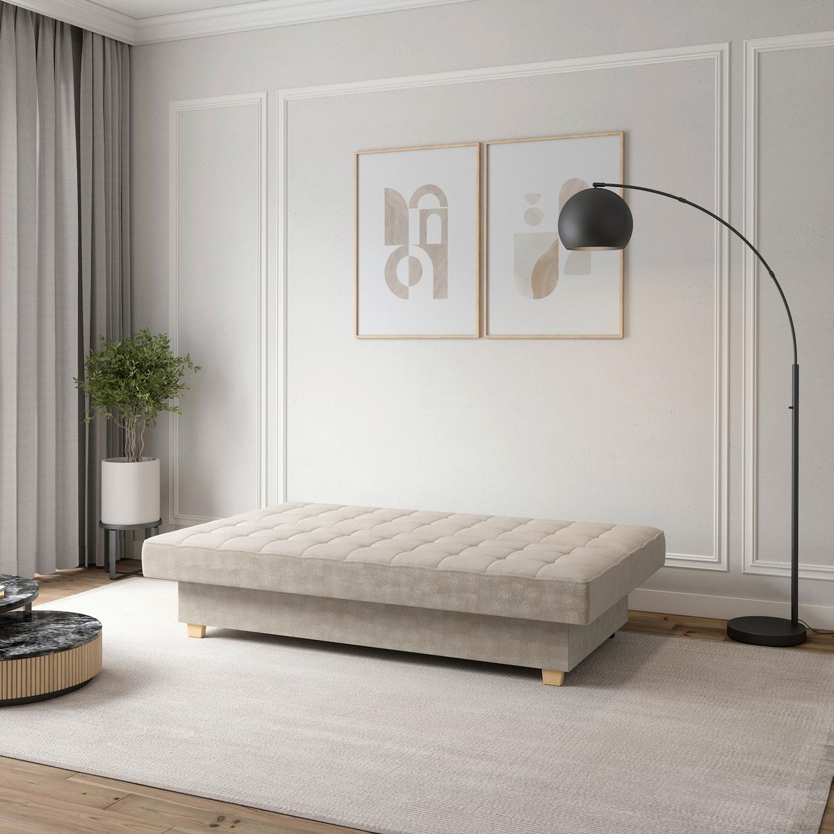 Schlafsofa Miko Creme B: 192 cm - Creme, Design, Textil (192/92/95cm) - MID.YOU