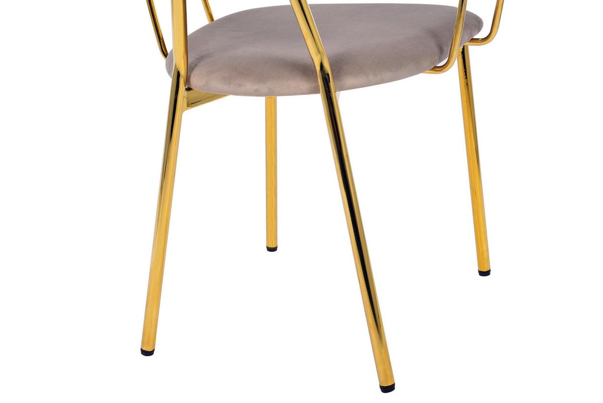 SADA STOLIČIEK S PODRÚČKAMI KIAN - sivohnedá/zlatá, Modern, kov/textil (63/80/51cm) - MID.YOU