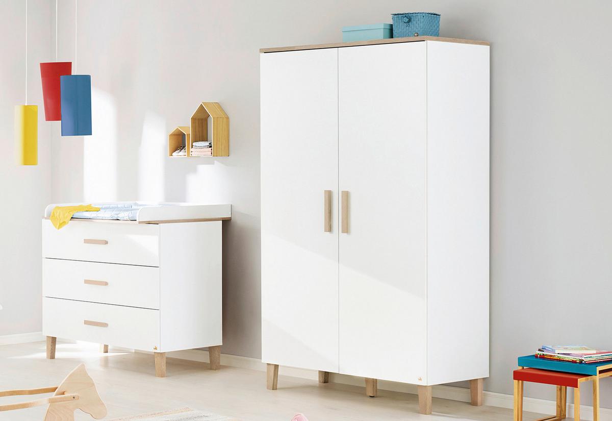 Babykleiderschrank 140032 Lumi - Eichefarben/Weiß, Design, Holz/Holzwerkstoff (110/189/56cm) - Pinolino