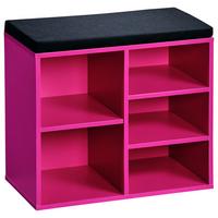 Schuhregal 4 Ablagen 5 Paar Grün H: 48 Cm - Pink/Schwarz, Basics, Holzwerkstoff/Textil (51,5/48/29,5cm) - Kesper