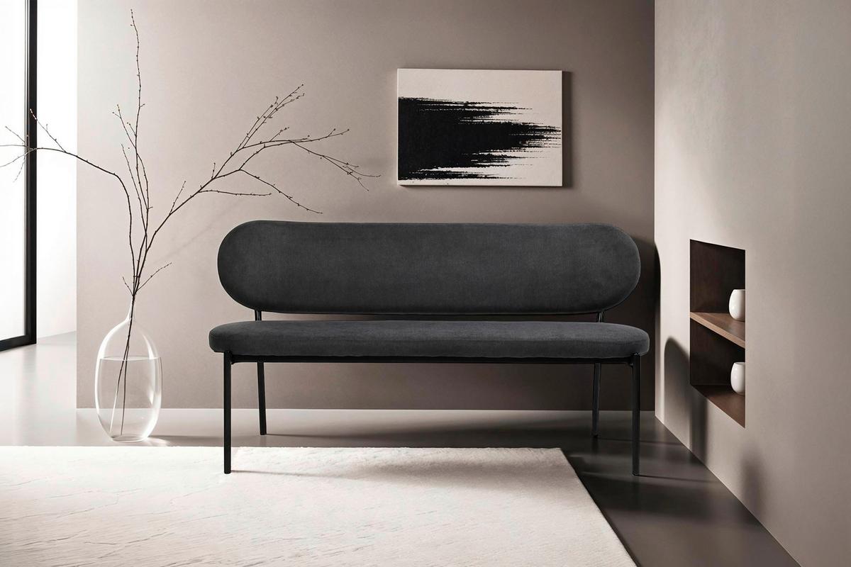 Sitzbank Jersey Schwarz, Dunkelgrau B: 160 Cm - Dunkelgrau/Schwarz, Design, Textil/Metall (160/82/62cm) - MID.YOU