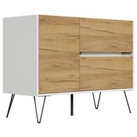 Sideboard Posseik Industrial Weiß/eichefarben B: 99 Cm - Eichefarben/Weiß Hochglanz, Design, Holzwerkstoff (99/75,8/42cm) - P & B