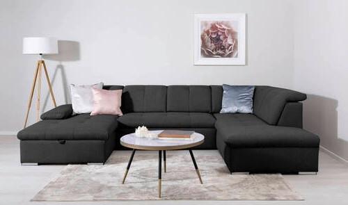 Wohnlandschaft Ramzes Schwarz U: 173x328x215 cm - Schwarz/Grau, Design, Textil (173/328/215cm) - MID.YOU