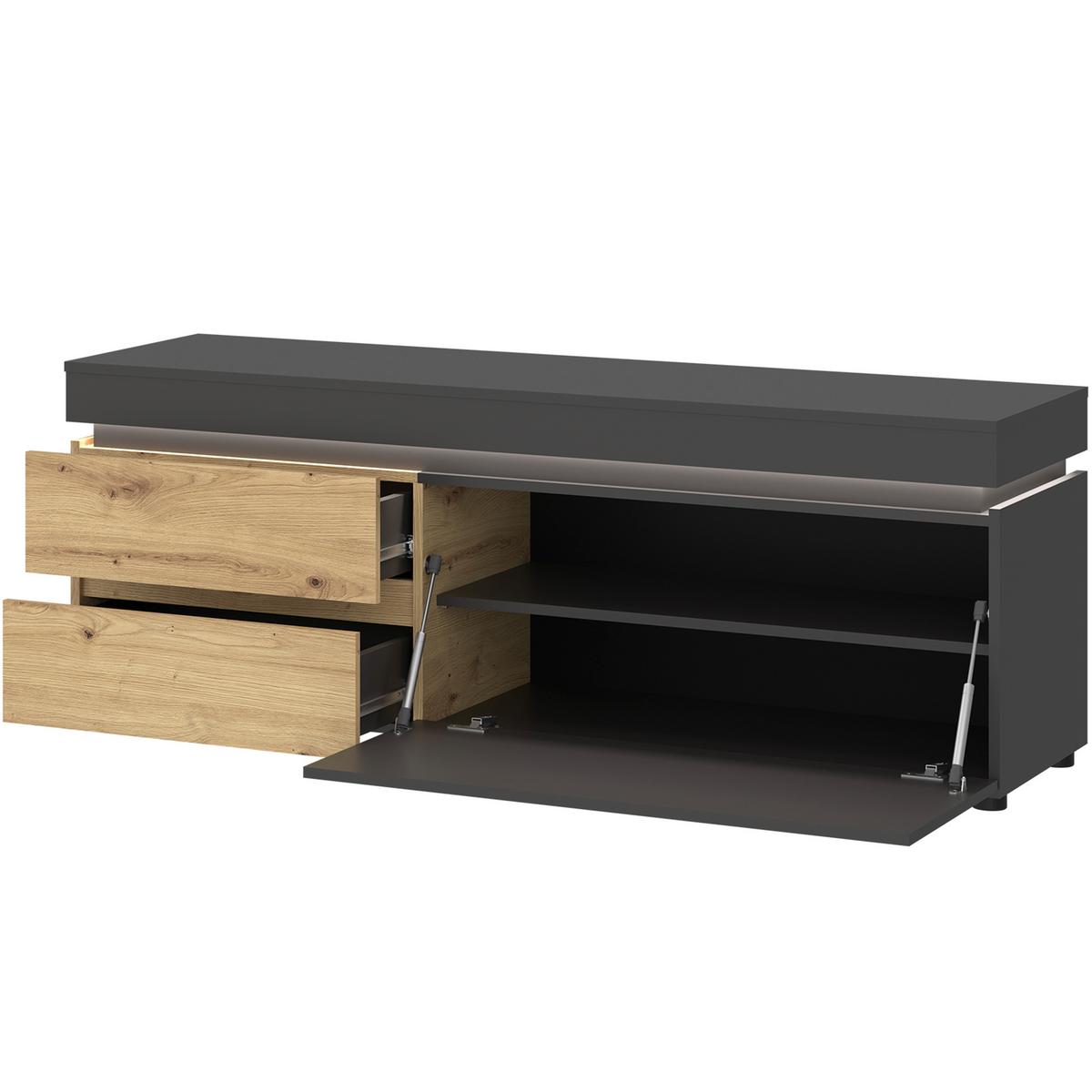 Tv-element Luci Grau Eiche Artisan/grau B: 150,4 Cm - Schwarz/Eiche Artisan, Trend, Holzwerkstoff (150,4/56,7/48cm) - MID.YOU