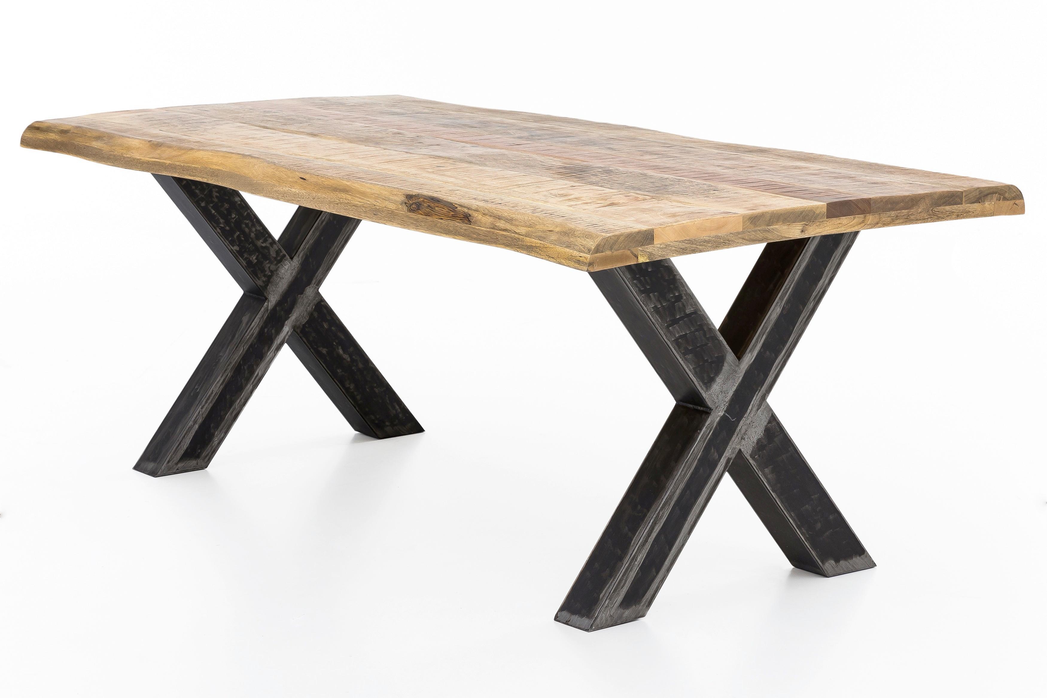 ESSTISCH Schwarz/Naturfarben L: 200cm - Schwarz/Naturfarben, MODERN, Holz/Metall (200/100/76cm) - MID.YOU