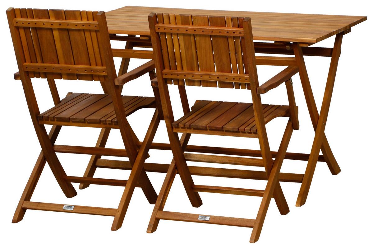 Gartengarnitur 5-Tlg. Falun Echtholz Akazie - Akaziefarben, KONVENTIONELL, Holz - Siena Garden