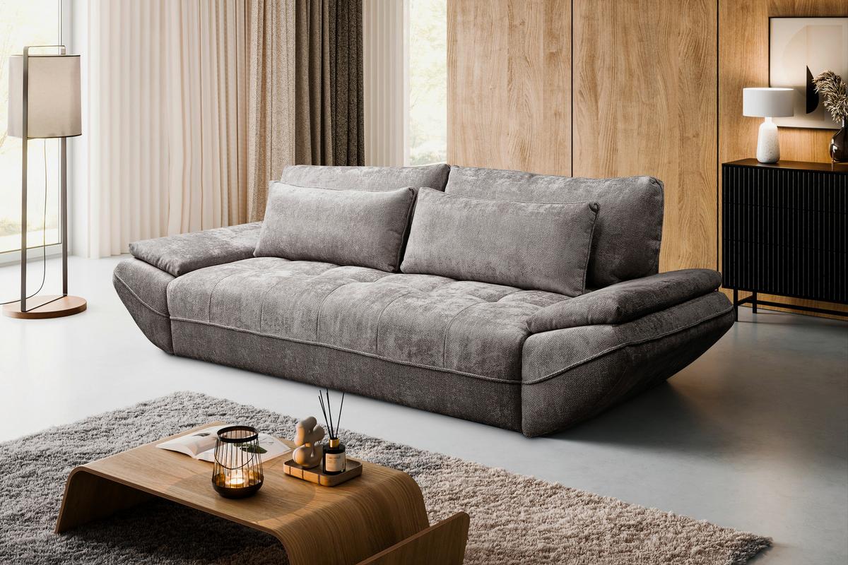 Schlafsofa Elma Taupe B: 280cm - Taupe/Schwarz, KONVENTIONELL, Holz/Holzwerkstoff (280/73-93/107cm) - MID.YOU