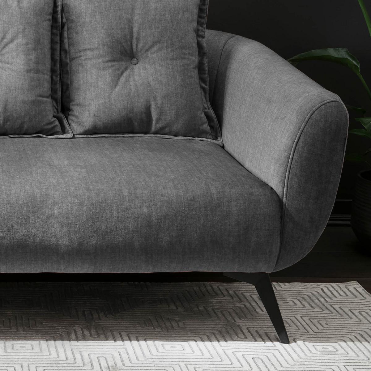 2,5-Sitzer-Sofa Baggio mit Kissen Grau - Schwarz/Grau, MODERN, Holz/Textil (196/94/103cm) - Livetastic