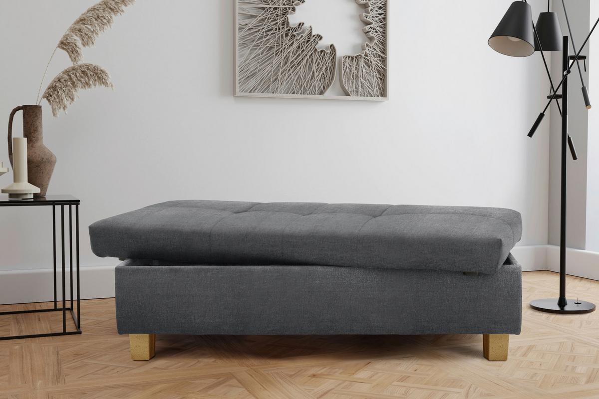 Polsterhocker Franzi Dunkel- Grau Mikrofaser H: 42 Cm - Dunkelgrau, KONVENTIONELL, Textil (131/42/61cm) - MID.YOU