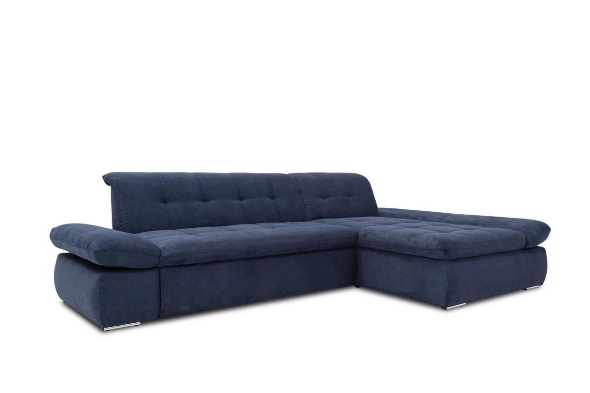 Ecksofa mit Armteilverstellung Moric Dunkelblau Mikrofaser - Chromfarben/Dunkelblau, KONVENTIONELL, Textil (300/172cm) - MID.YOU