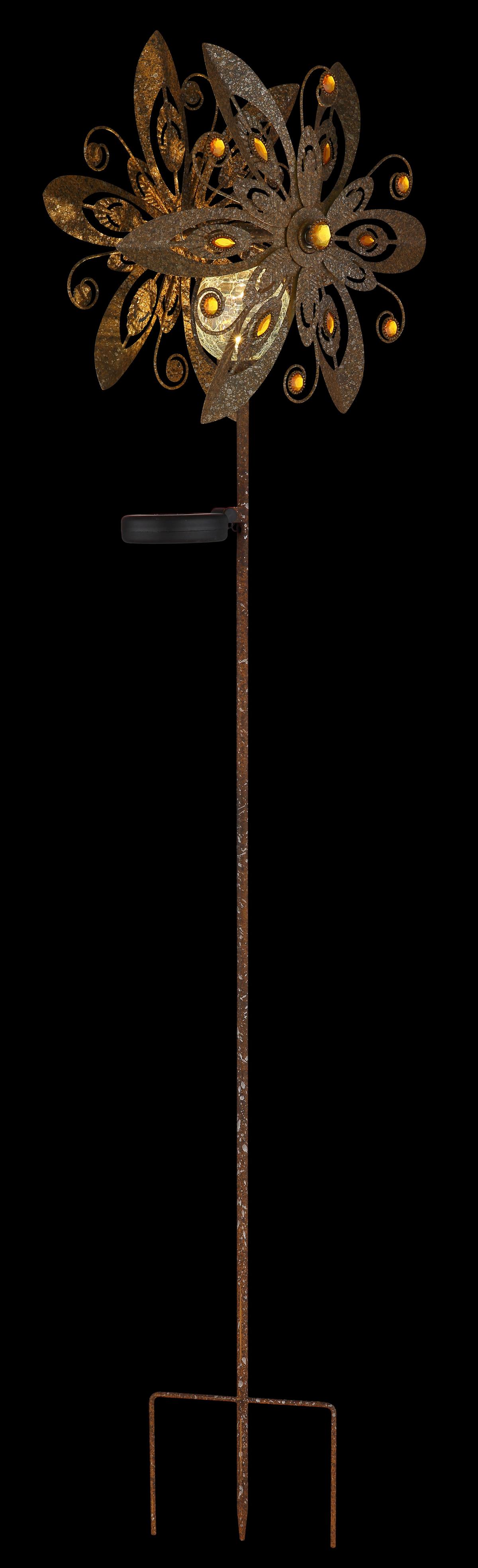 Solarleuchte 3000k, Warmweiß - Klar/Rostfarben, Design, Glas/Metall (32/17,5/124cm) - Globo