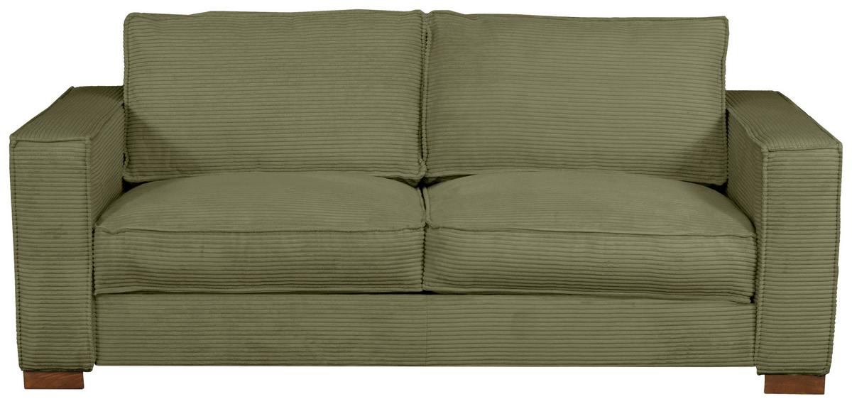 Schlafsofa Texas Grün Cord, B: 203 cm - Dunkelbraun/Grün, Design, Textil (203/85/99cm) - MID.YOU