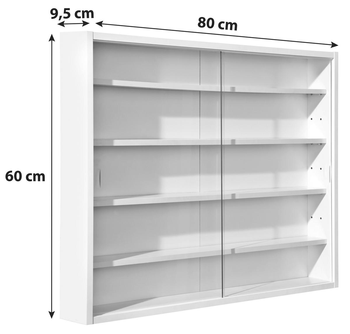 Hängevitrine Compilati B: 80cm Weiß Mit Sicherheitsglas - Weiß, KONVENTIONELL, Glas/Holzwerkstoff (80/60/9,5cm) - MID.YOU