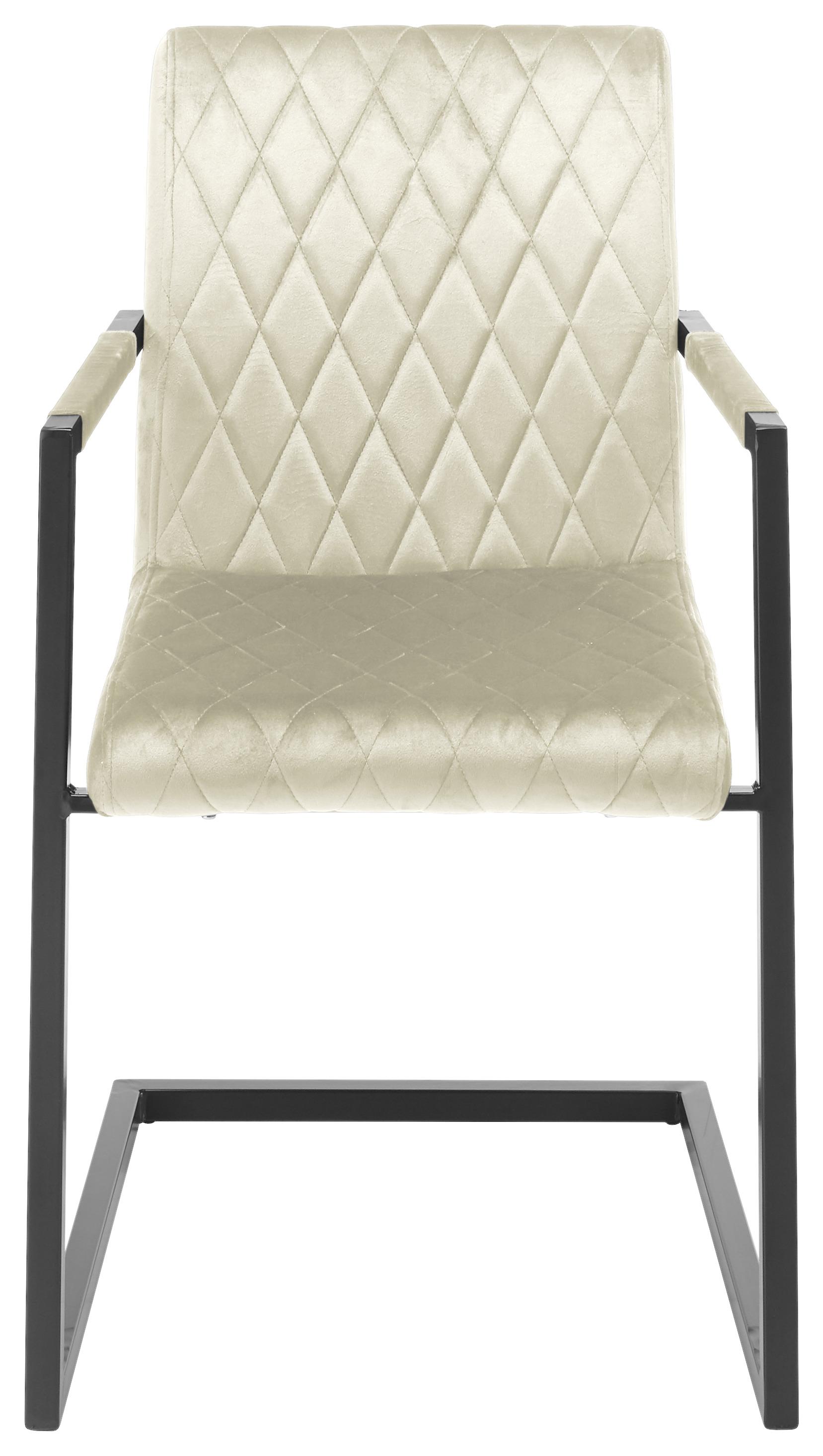 Schwingstuhl Kian Beige Gepolstert - Beige/Schwarz, MODERN, Textil/Metall (54/86/63cm) - MID.YOU