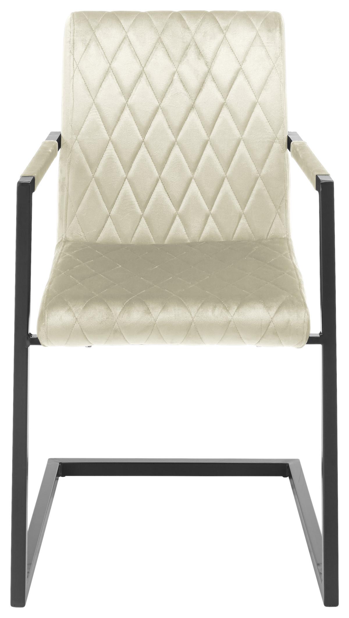 Schwingstuhl Kian Beige Gepolstert - Beige/Schwarz, MODERN, Textil/Metall (54/86/63cm) - MID.YOU