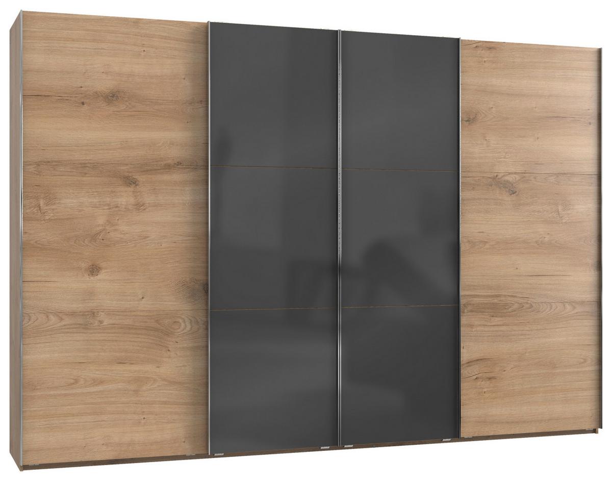 Schwebetürenschrank B: 350 Cm Level 36c Grau/eiche Dekor - Eichefarben/Grau, MODERN, Holzwerkstoff (350/236/65cm) - MID.YOU