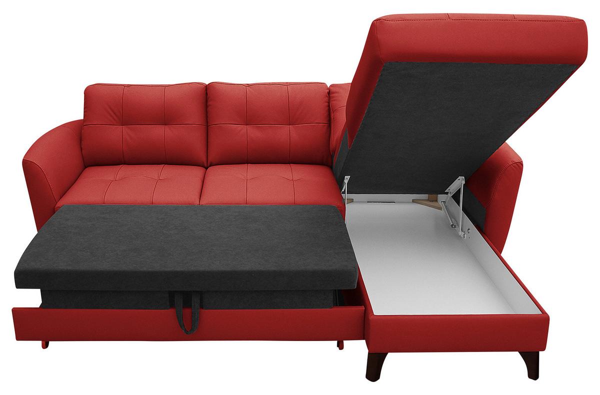 Ecksofa Nordic Rot S: 238x168 Cm - Buchefarben/Rot, Design, Leder/Textil (238/168cm) - Livetastic