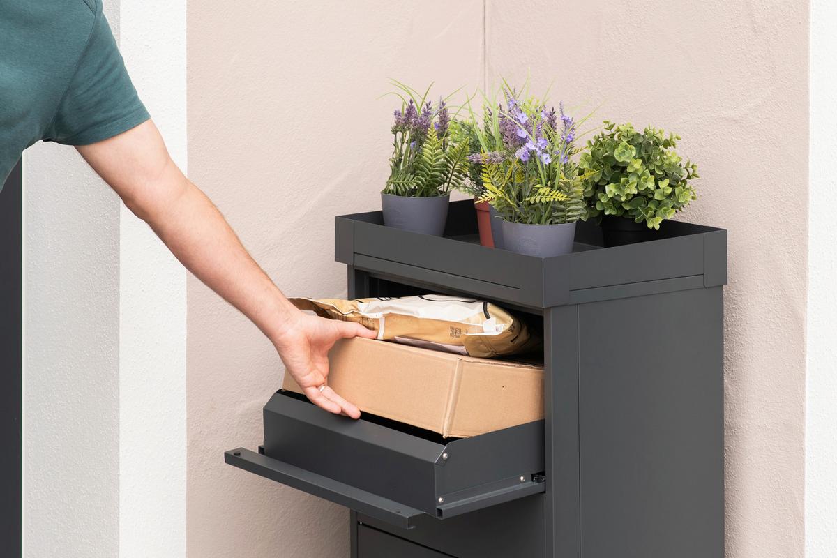 Paketbox Piet - Anthrazit, KONVENTIONELL, Metall (37/50/105cm)