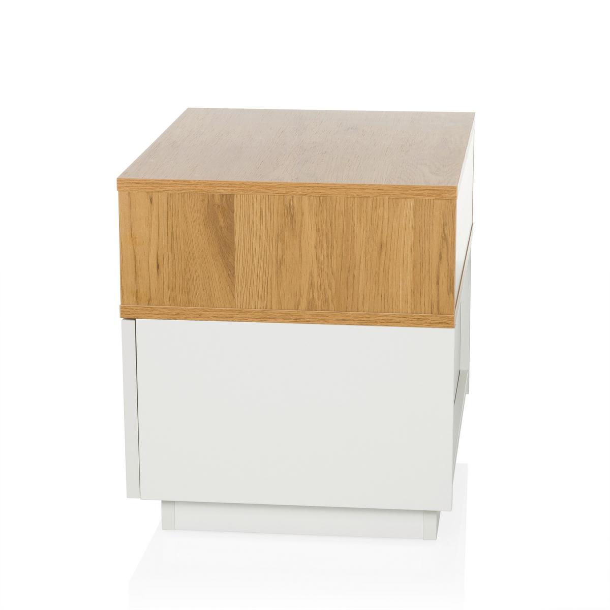 Beistelltisch Melmo Weiß/Eiche Dekor B: 50cm - Eichefarben/Weiß, MODERN, Holzwerkstoff/Kunststoff (50/45/40cm) - MID.YOU